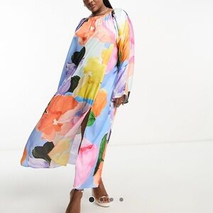 ASOS Abstract Satin Midaxi Dress